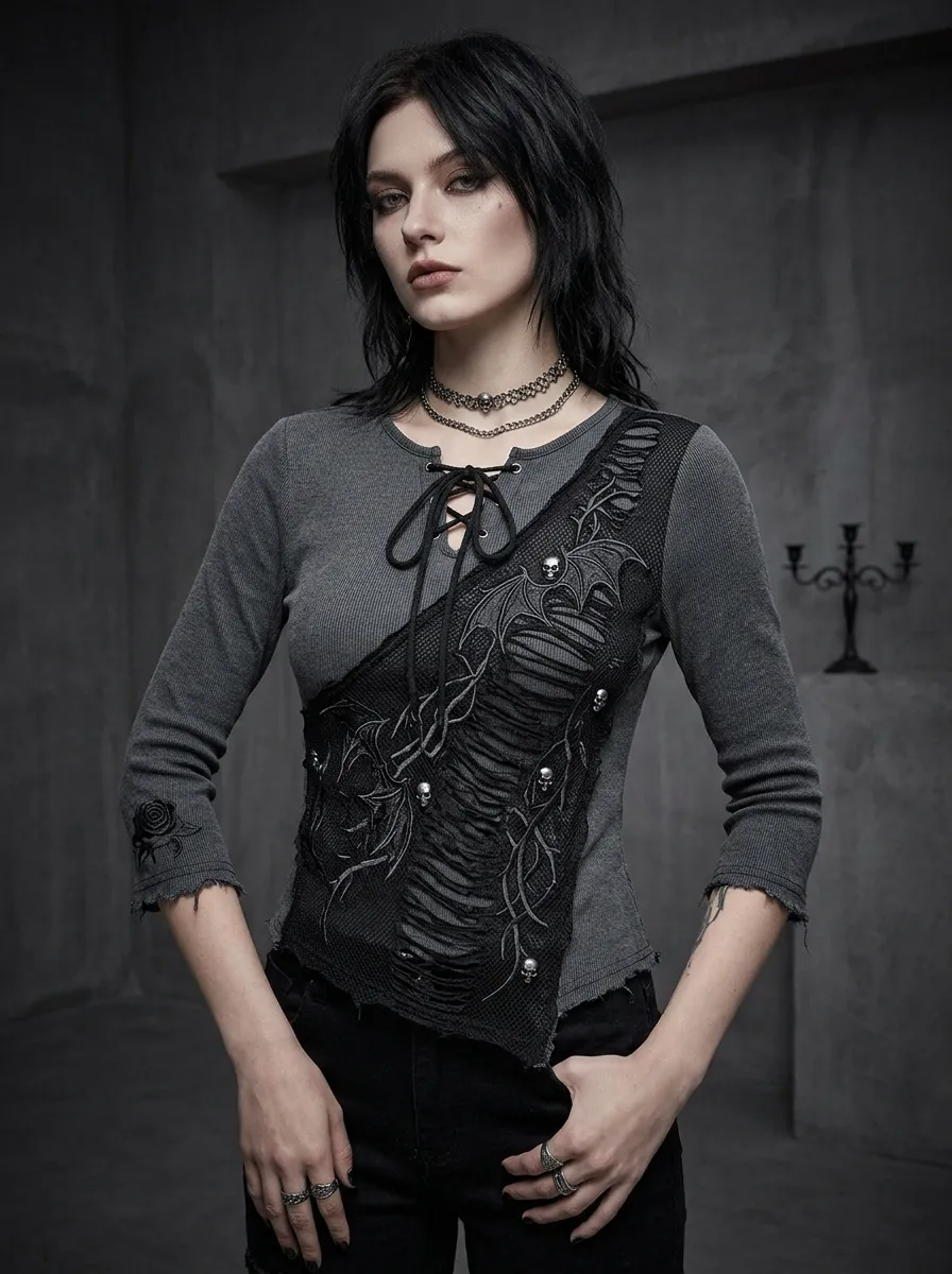 Victorian-Inspired Skull Bat Wing Gothic Edit Women's Gothic T-Shirt