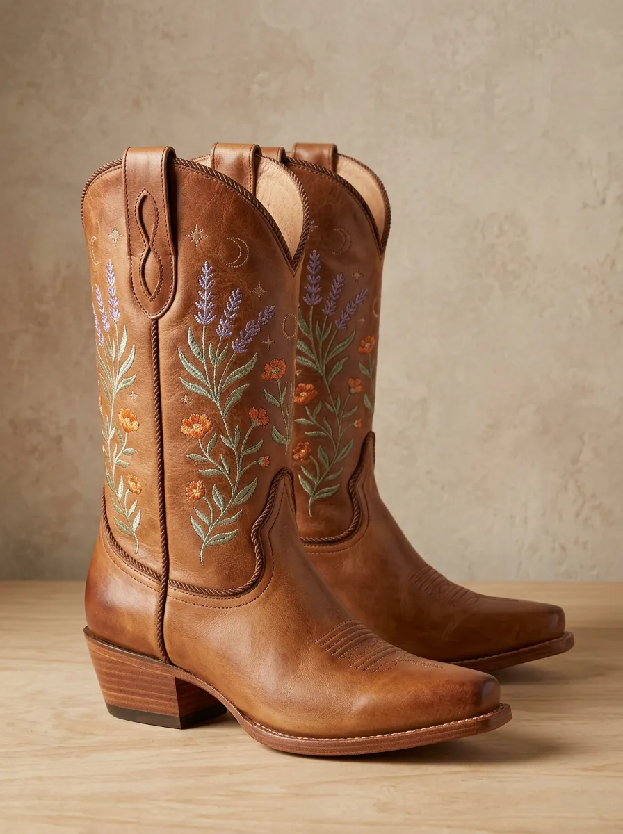 Unisex High-Plains Floral Trail Look Western Cowboy Boots