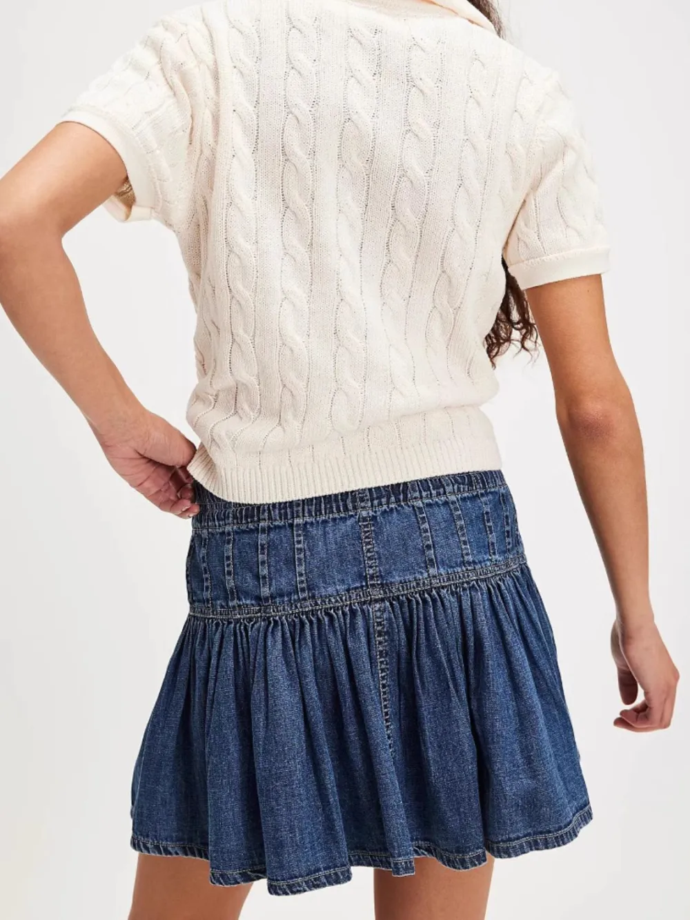 Ruffle Denim Mini Skirt