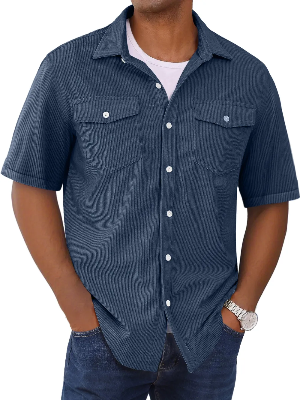 Garment Washed Double Pocket Shirt