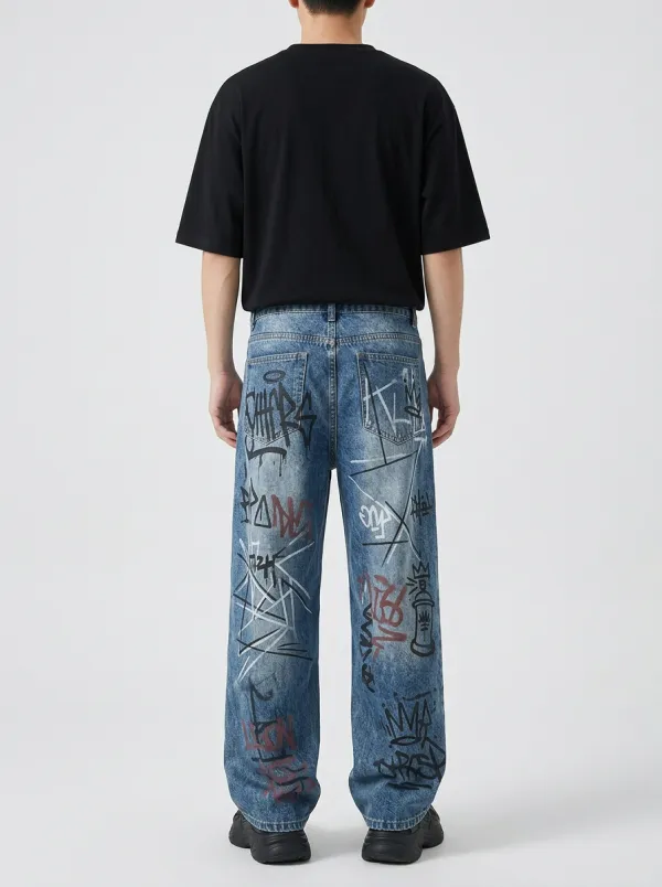 Unisex Creative Streetwear Graffiti Jeans