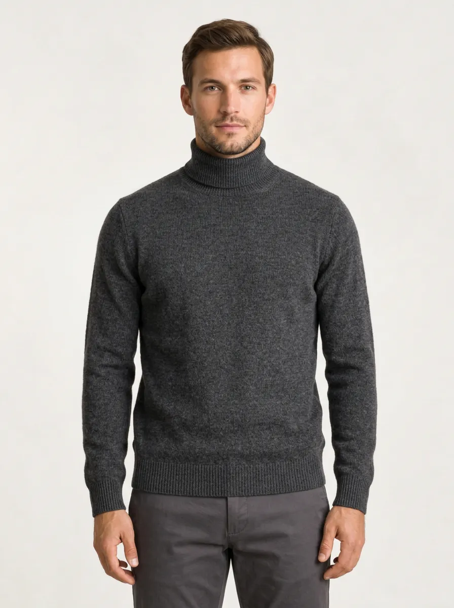 Men's Classic Knit Ribbed Knit Turtleneck Sweater