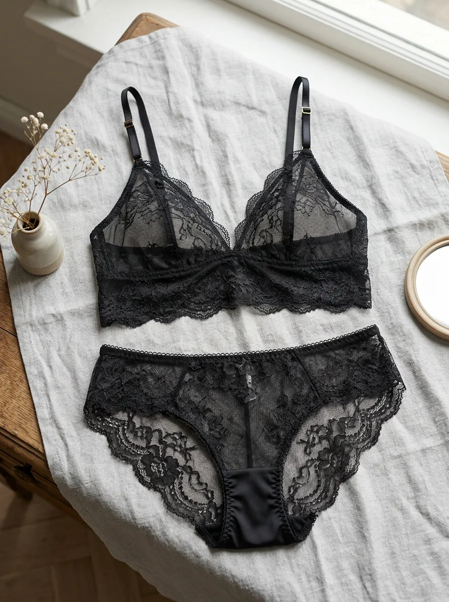 Women's Floral Lace Sheer Lace Lingerie Set