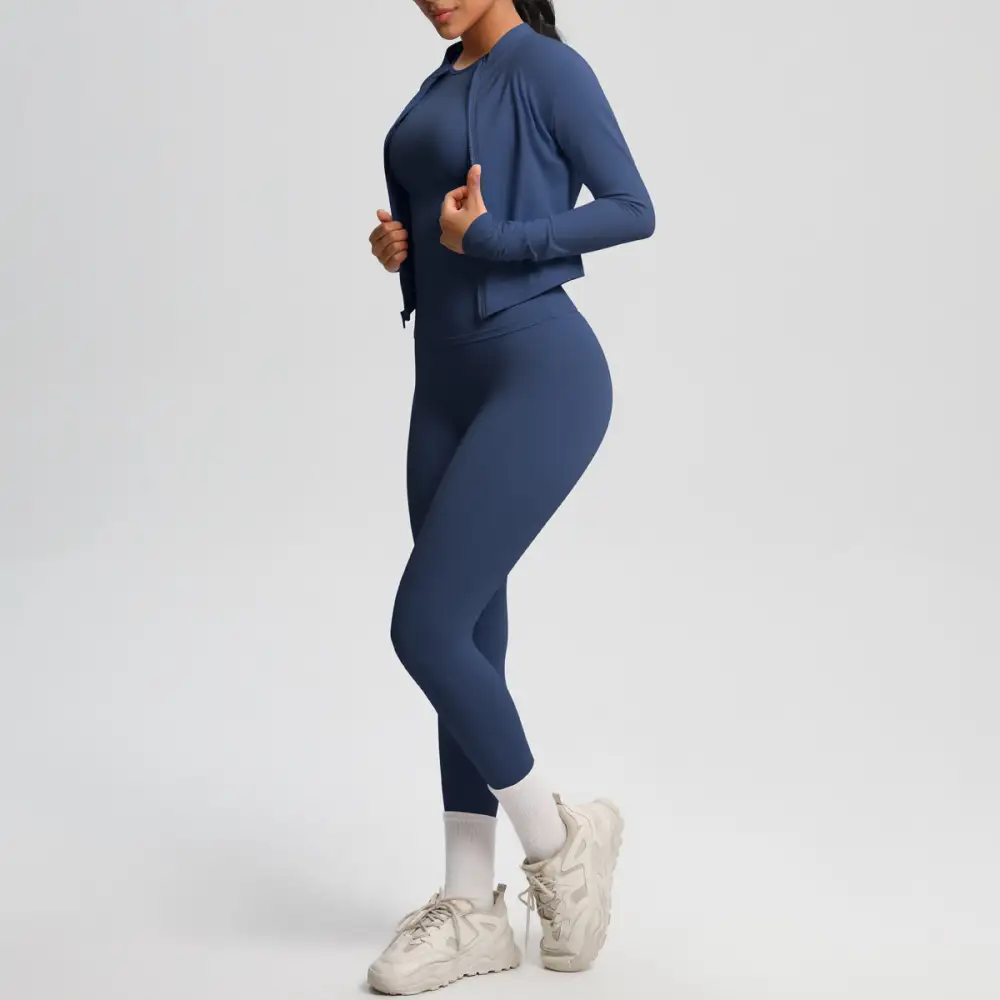 Short-Sleeve Quick-Dry Jacket, Top and Leggings Active Set