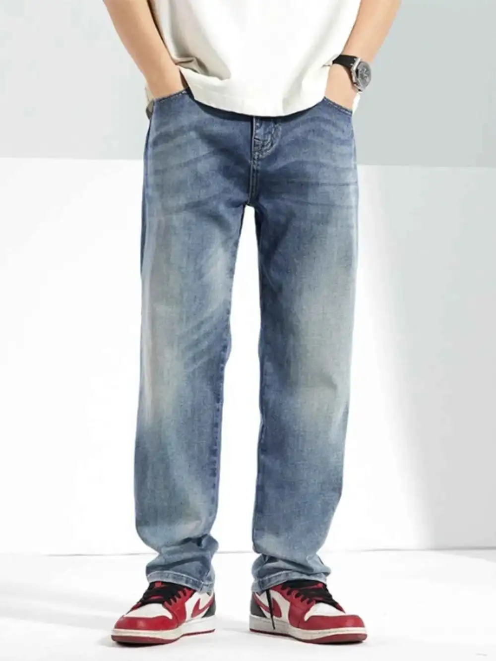 Washed Straight Jeans