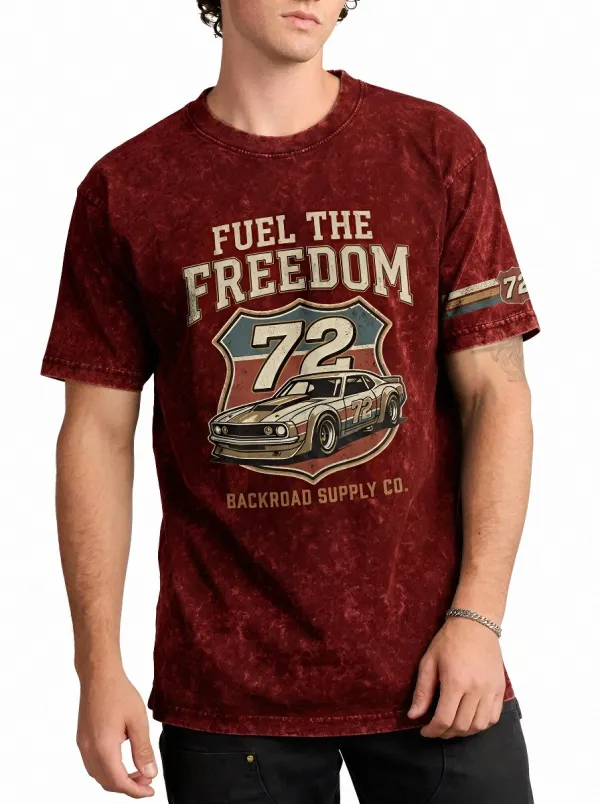 Men's Vintage Muscle Car 72 Fuel The Freedom Printed T-shirt