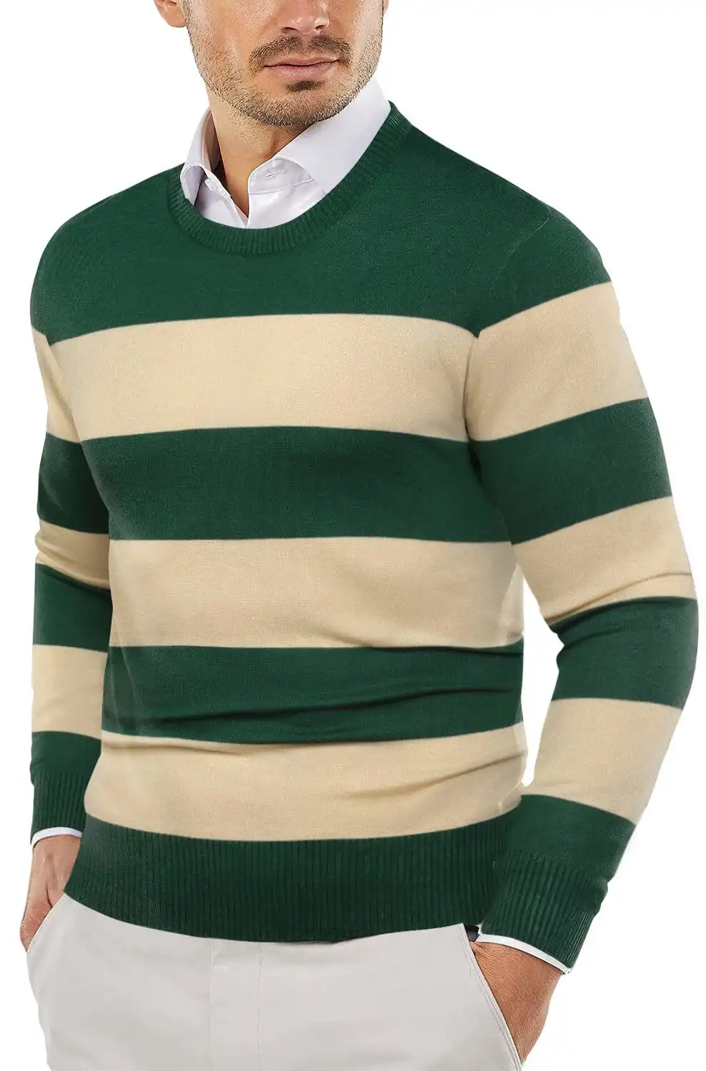 Crew Neck Slim Fit Pullover Knitted Sweater Jeans