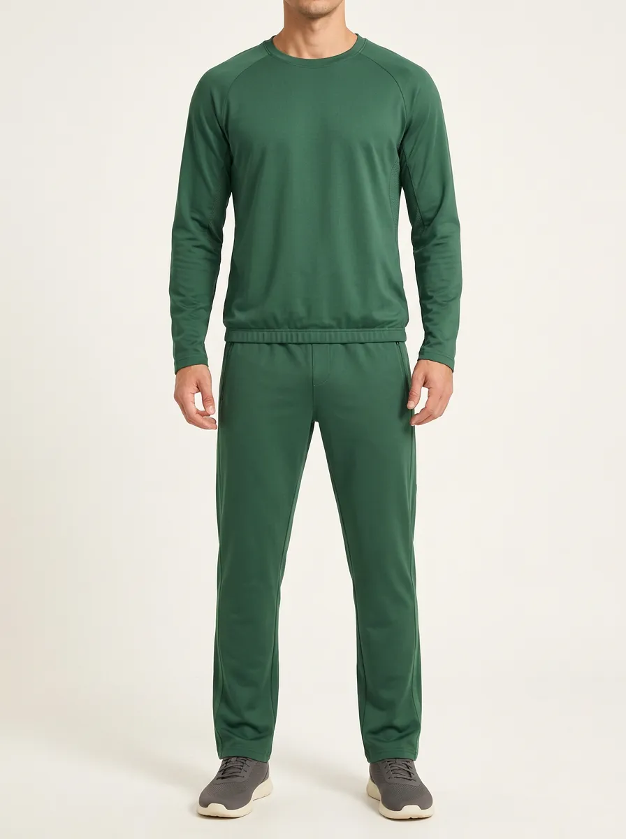Men's Print Detail Solid Finish Athletic Set