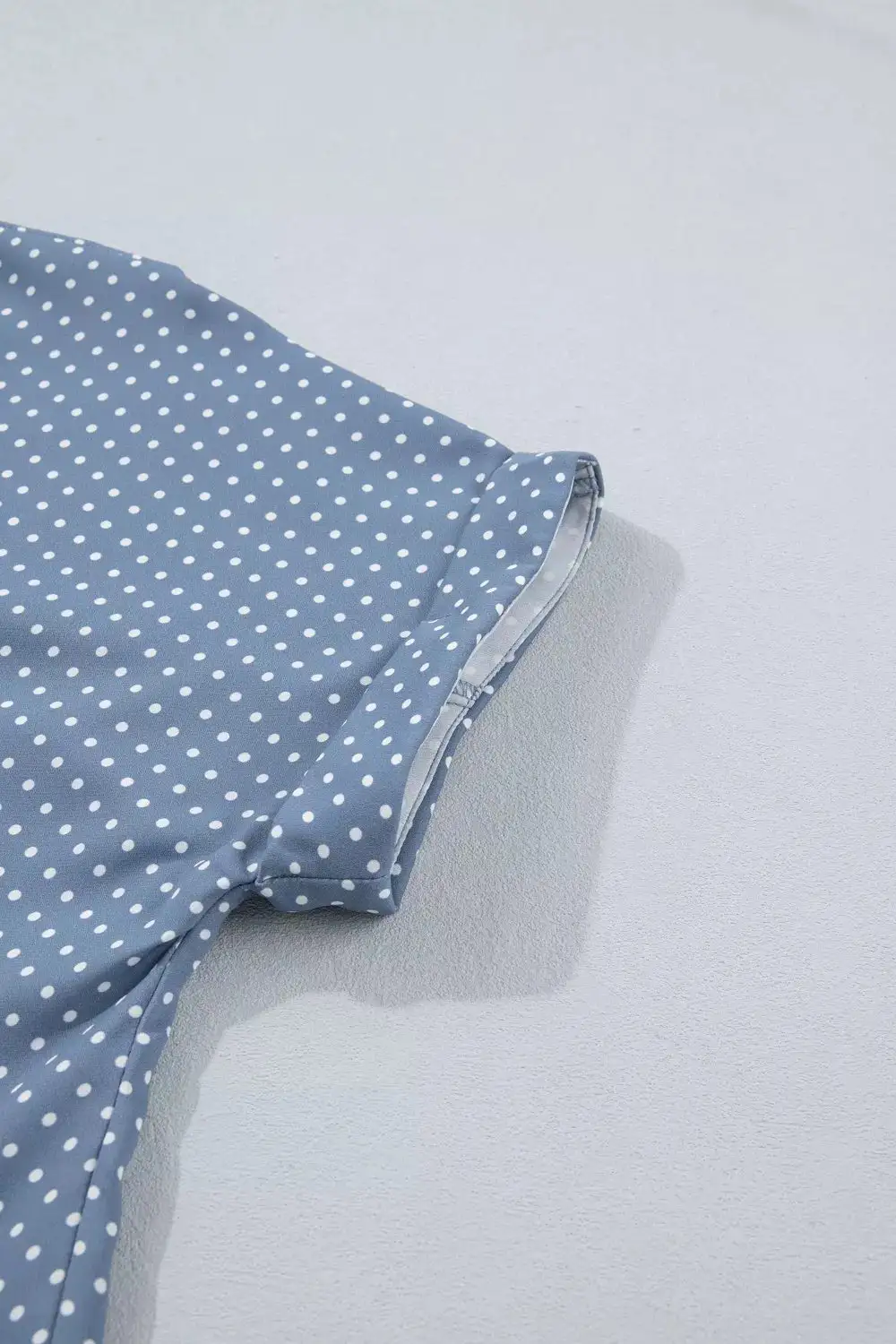 Dotted Print Cuffed Short Sleeve Shirt