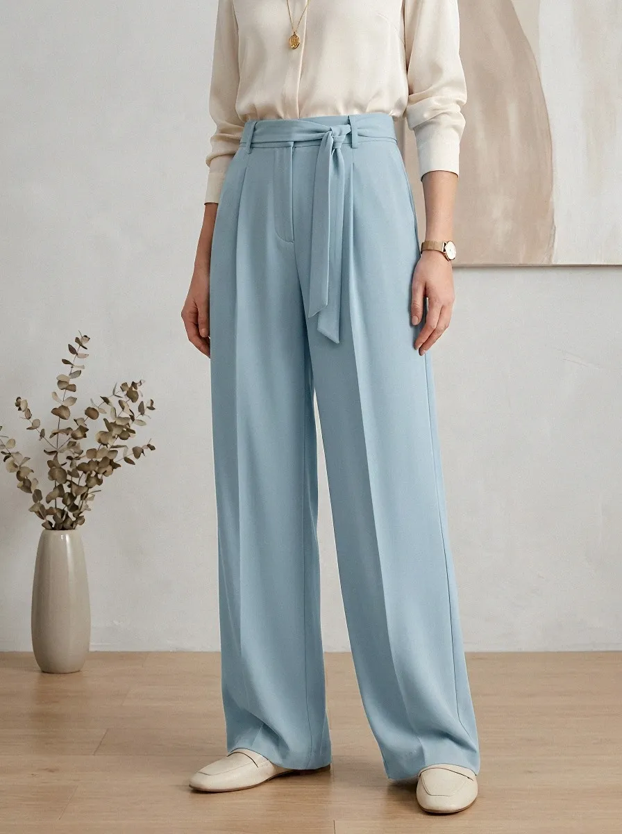 High-Waist Draped Women's Wide-Leg Trousers