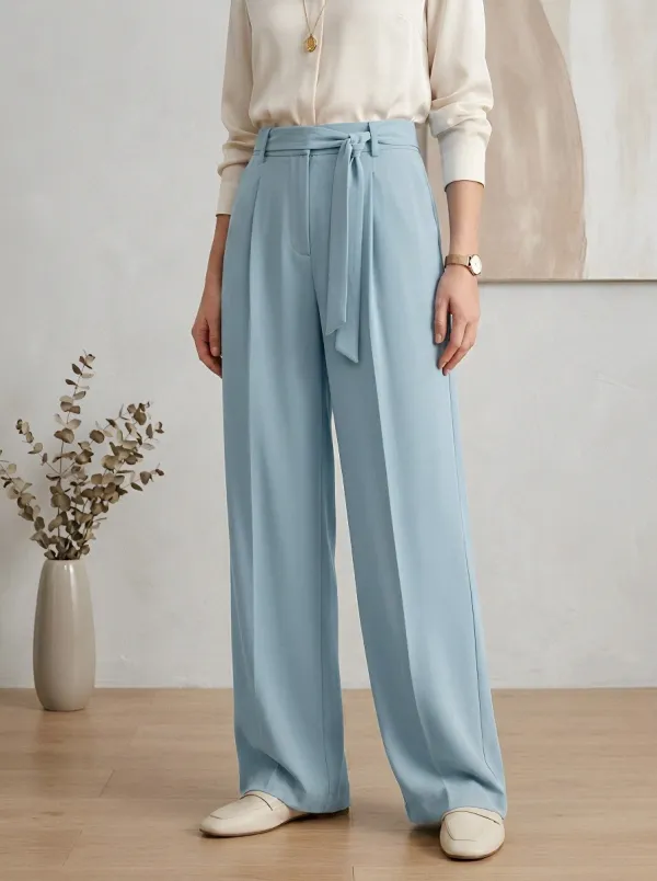 High-Waist Draped Women's Wide-Leg Trousers