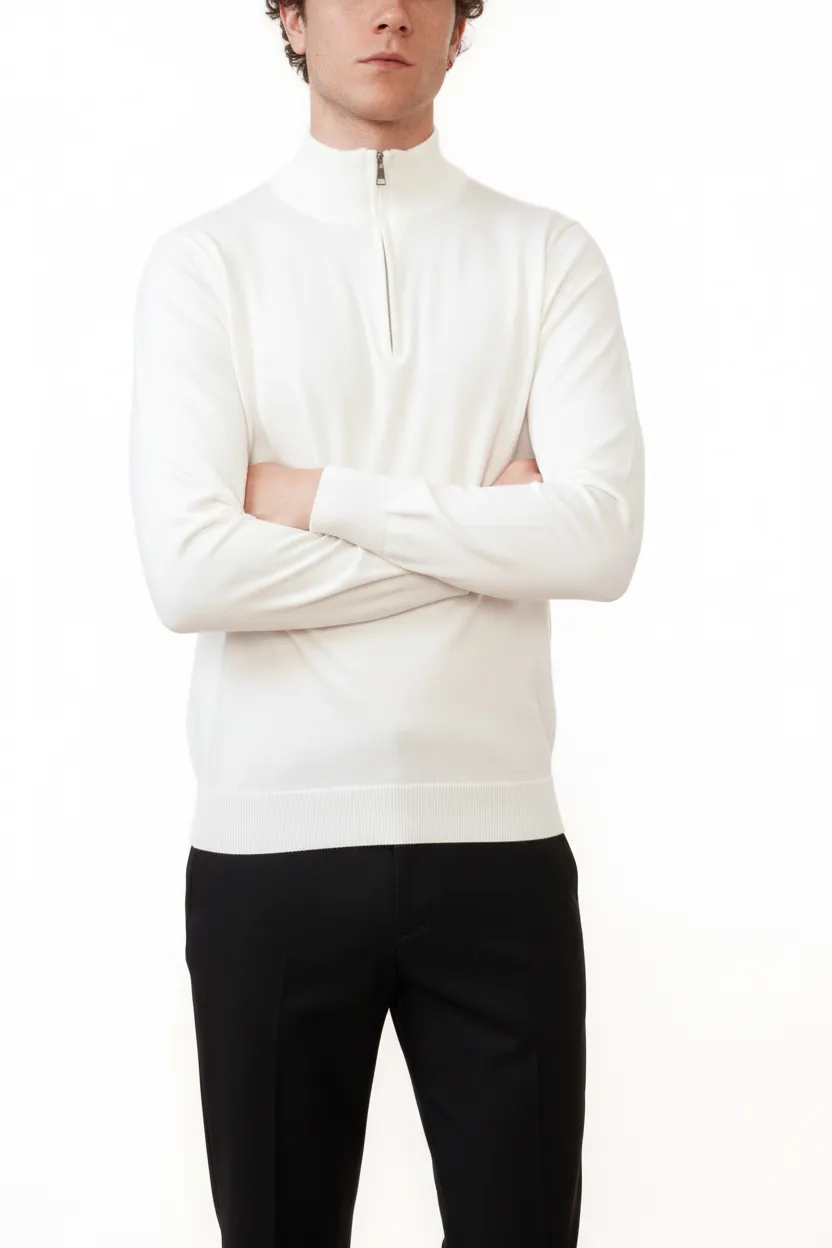 Modern Viscose Refined Half Zip Sweater