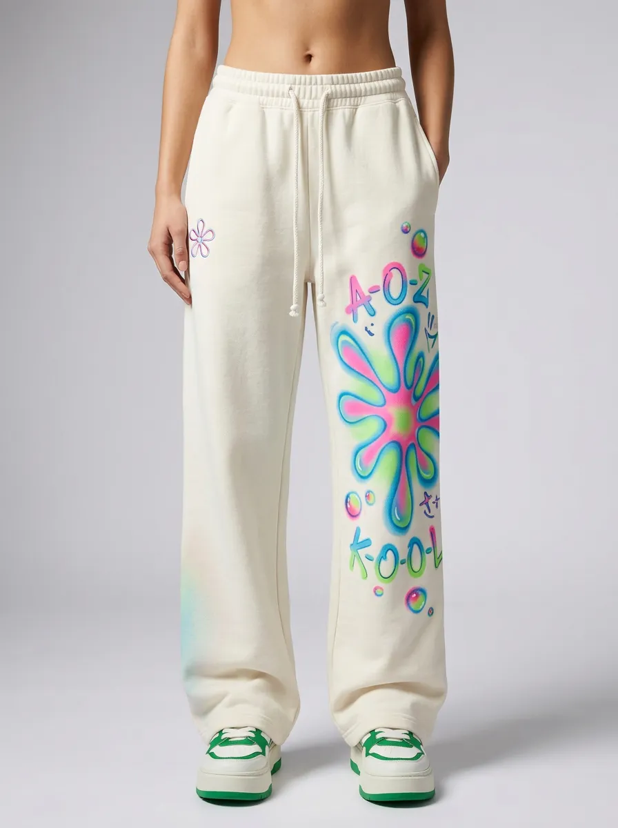 Women's Streetwear A2 Graffiti Flower Printed Sweatpants