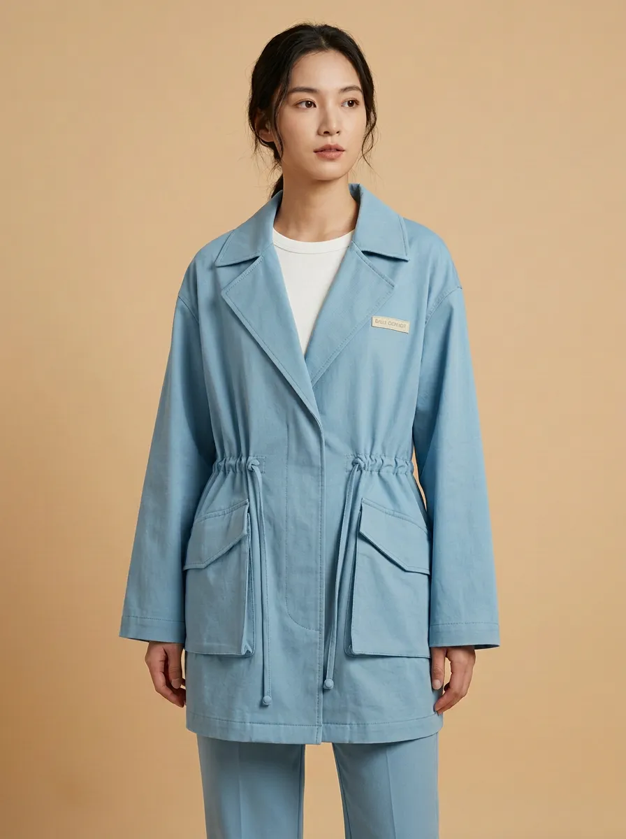 Drawstring Waist Printed Jacket