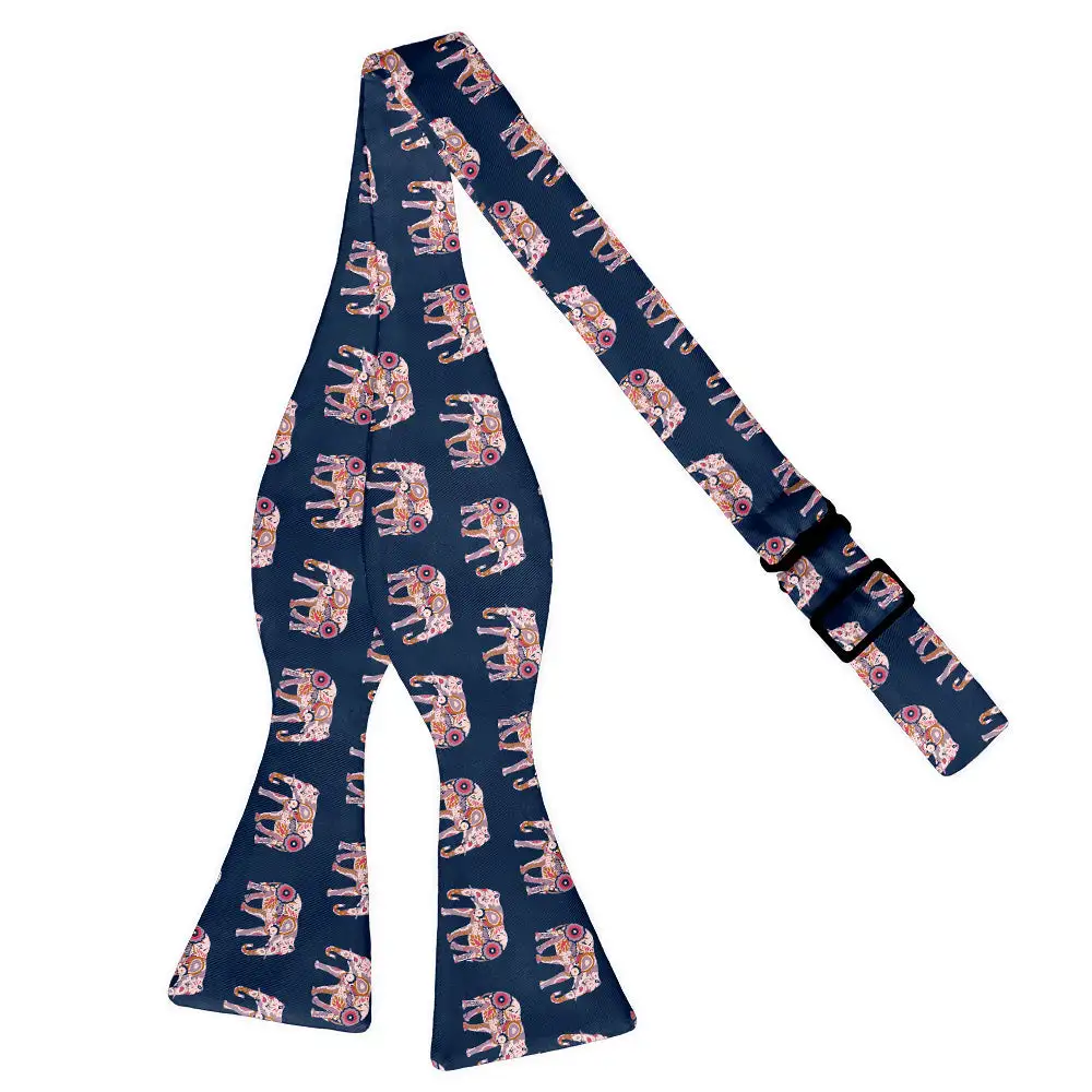 Floral Elephants Motif Bow Tie