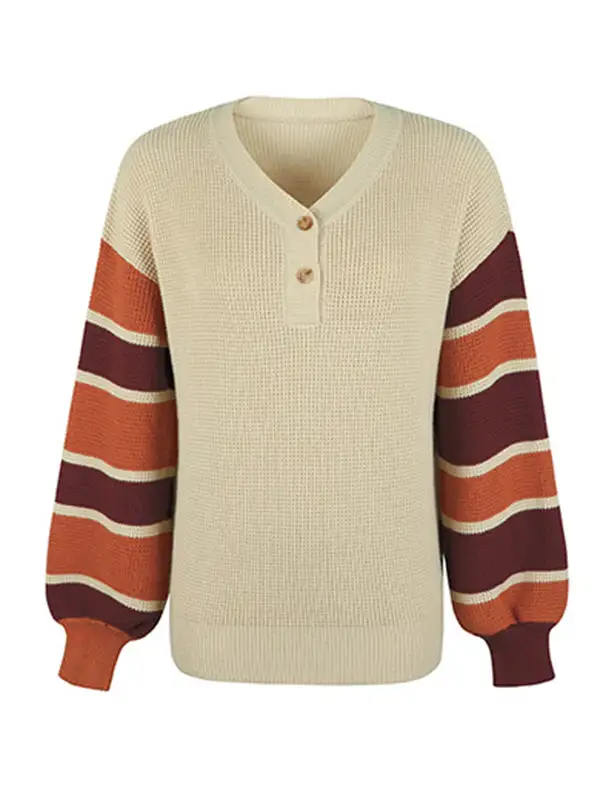 Everyday Women's Striped V-Neck Relaxed Sweater