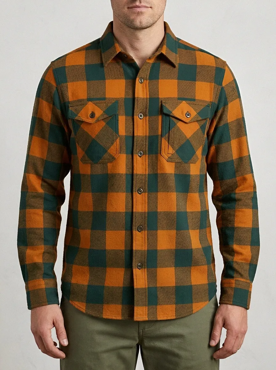 Men's Classic Plaid Printed Flannel Shirt