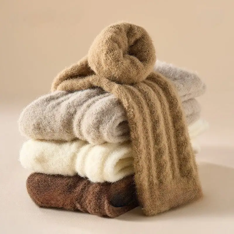 Plush Cable Knit Fuzzy Crew Socks