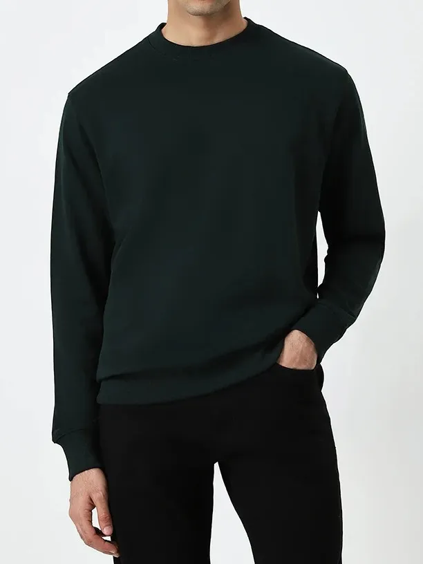 Casual Style  Solid Loose Cotton-Blend Sweatshirt
