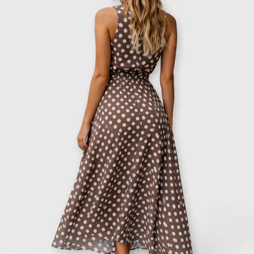 Polka Dot Flowing Relaxed Midi Dress