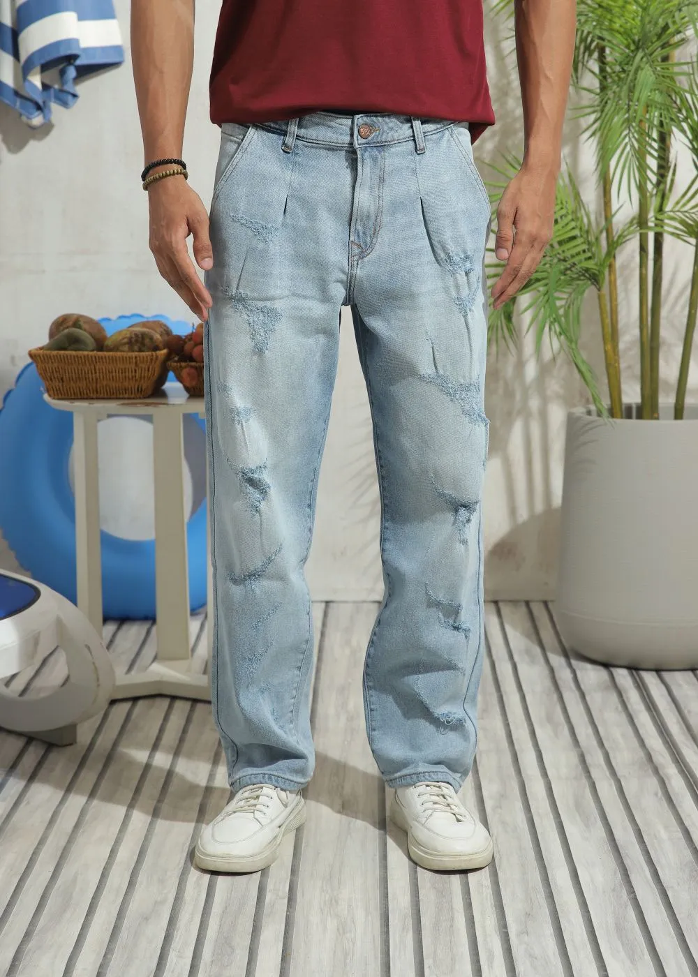 Straight-Leg Ripped Everyday Jeans