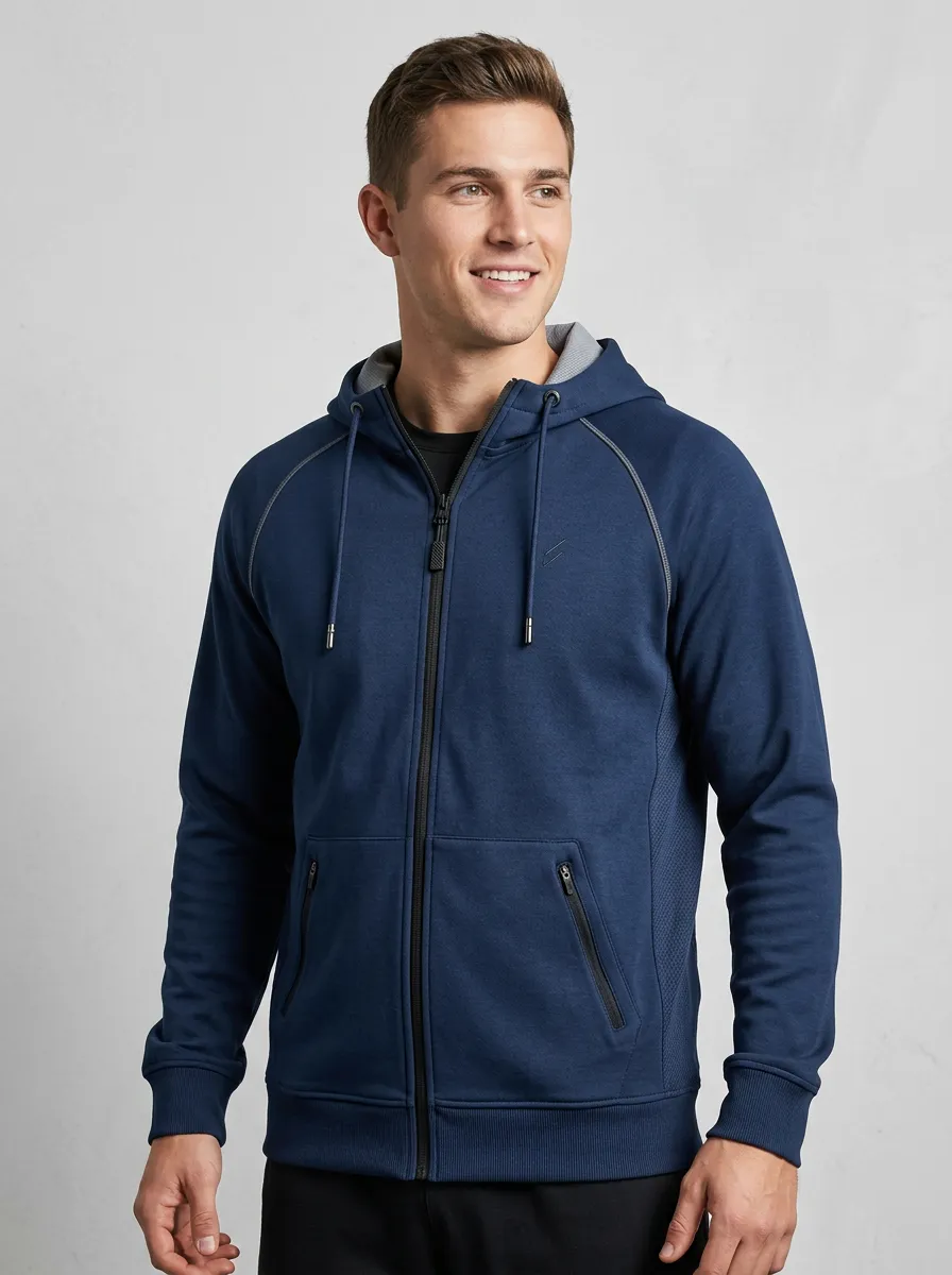 Men's Relaxed Hooded Zip-Up Sports Jacket