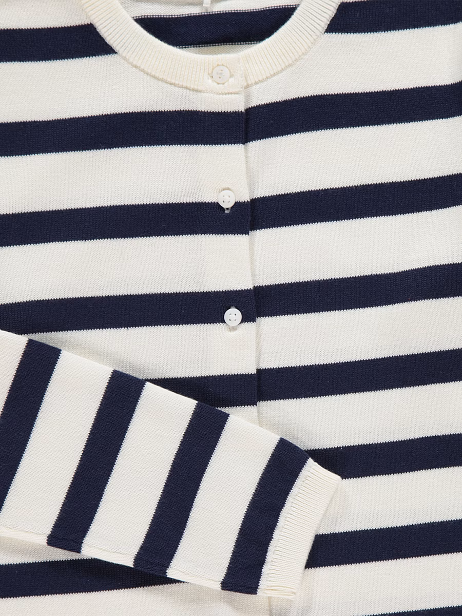 Cream Striped Cardigan detail 1