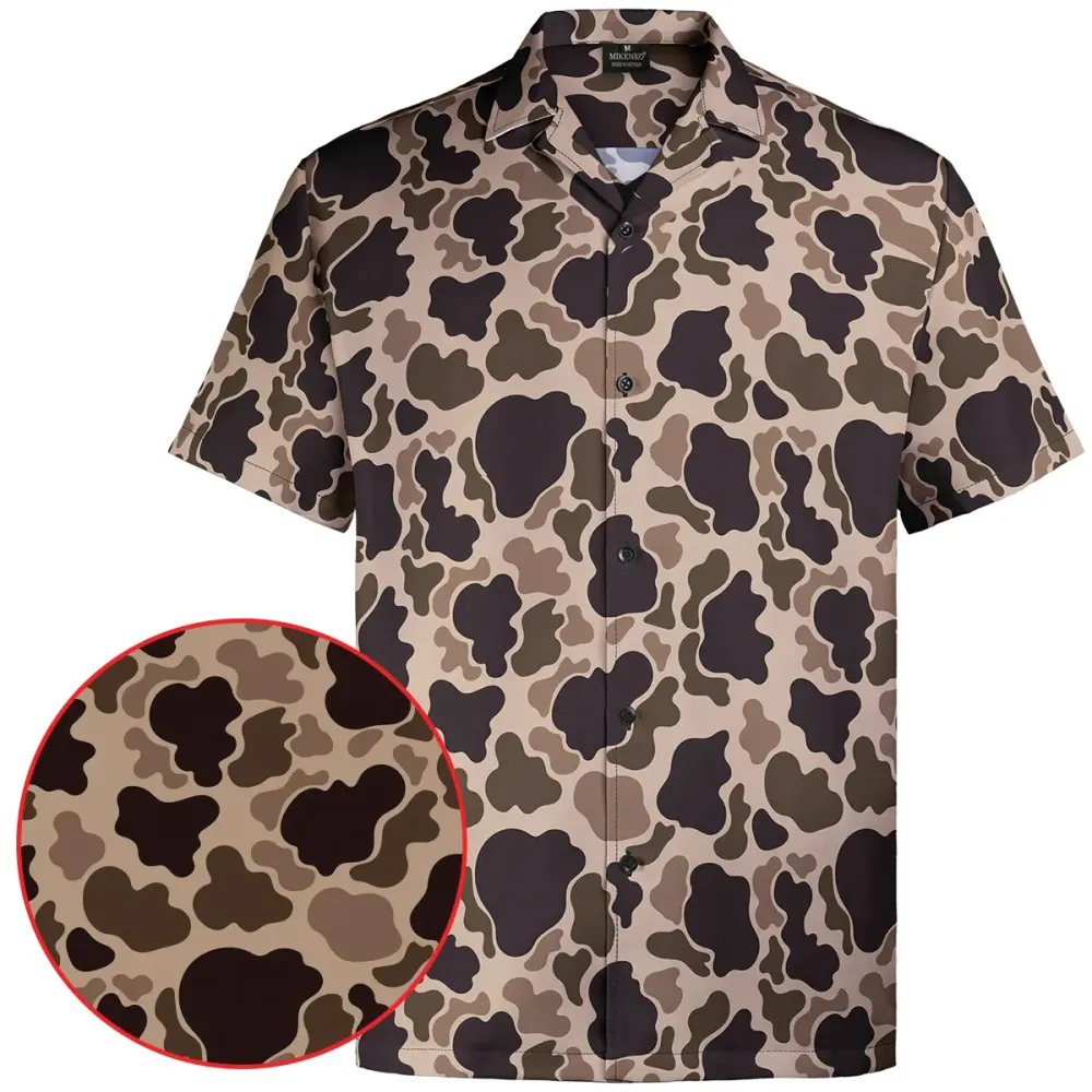 Men's Camo Hawaiian Shirt Duck Hunting Short Sleeve Button-Up Shirts