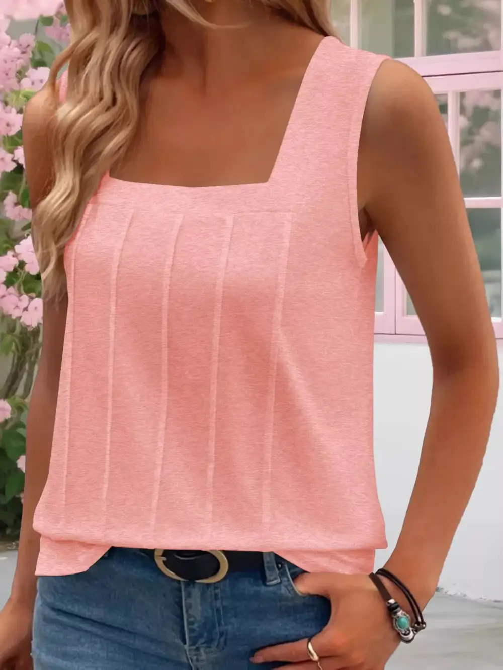 Relaxed Refined Square-Neck Tank Top