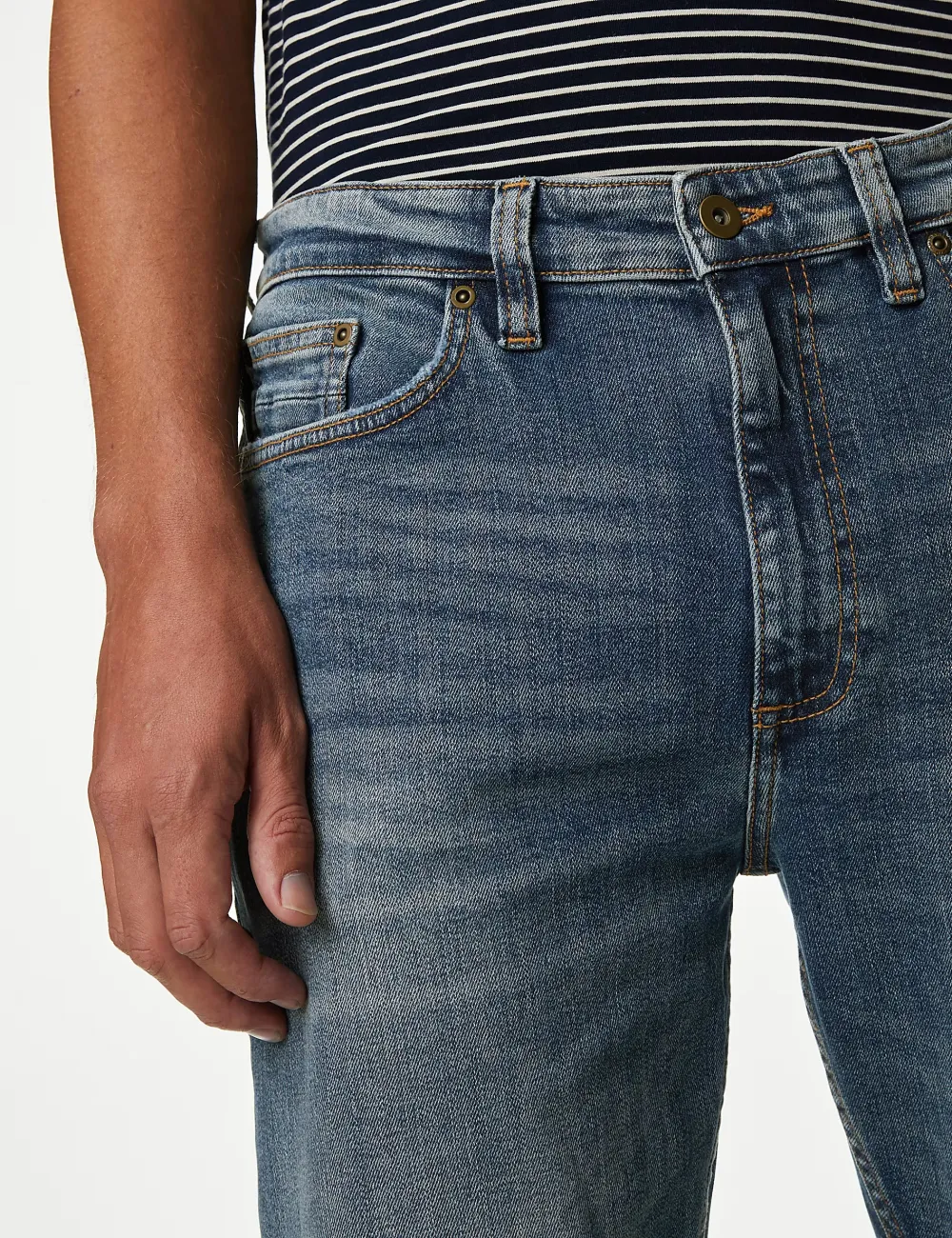 Men's Blue Loose Fit Stretch Denim Jeans