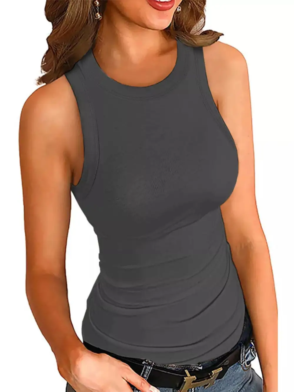 Full Size Ribbed Round Neck Tank Plus
