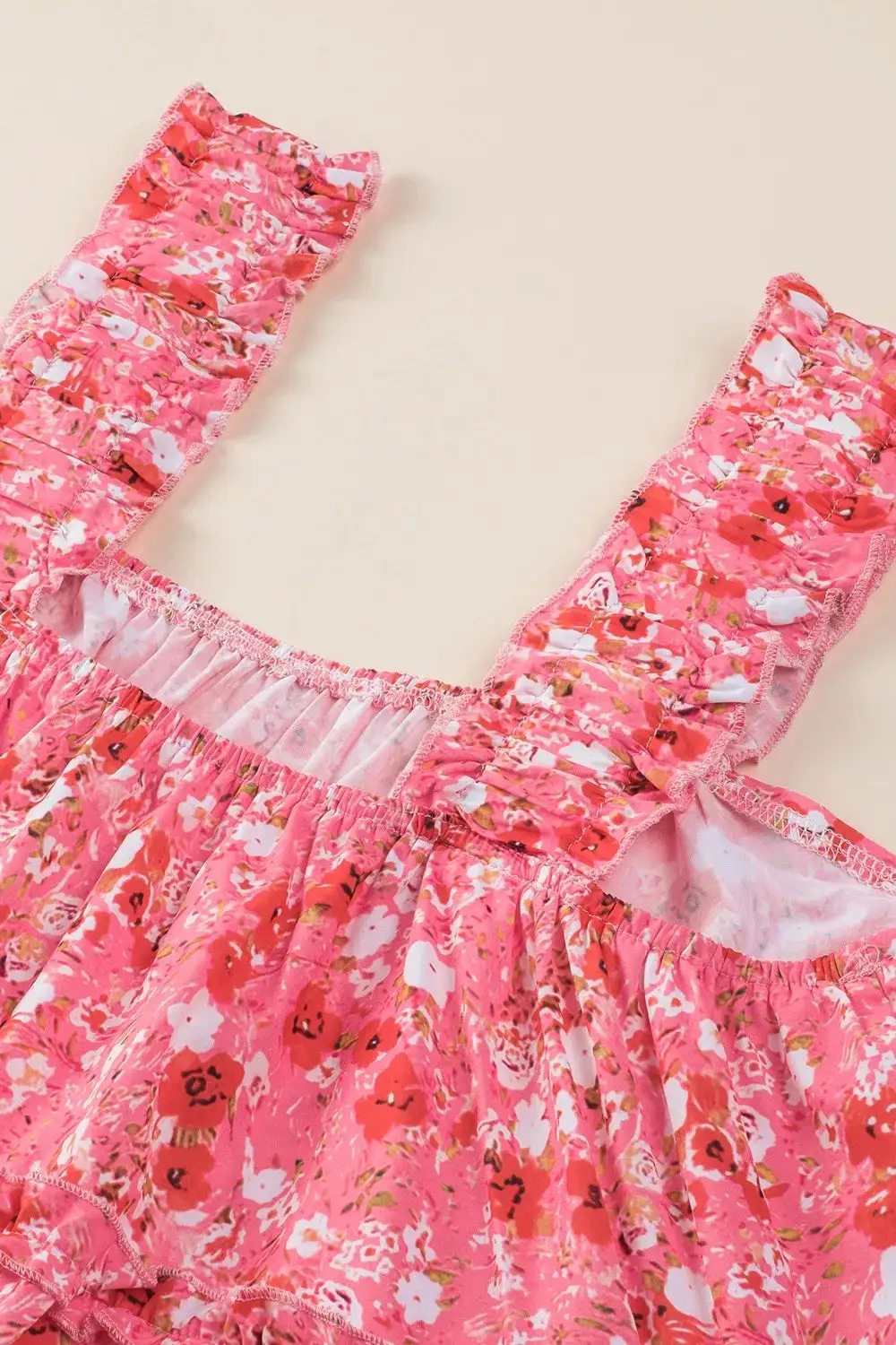 Comfort Fit Floral Printed Ruffle Mini Dress
