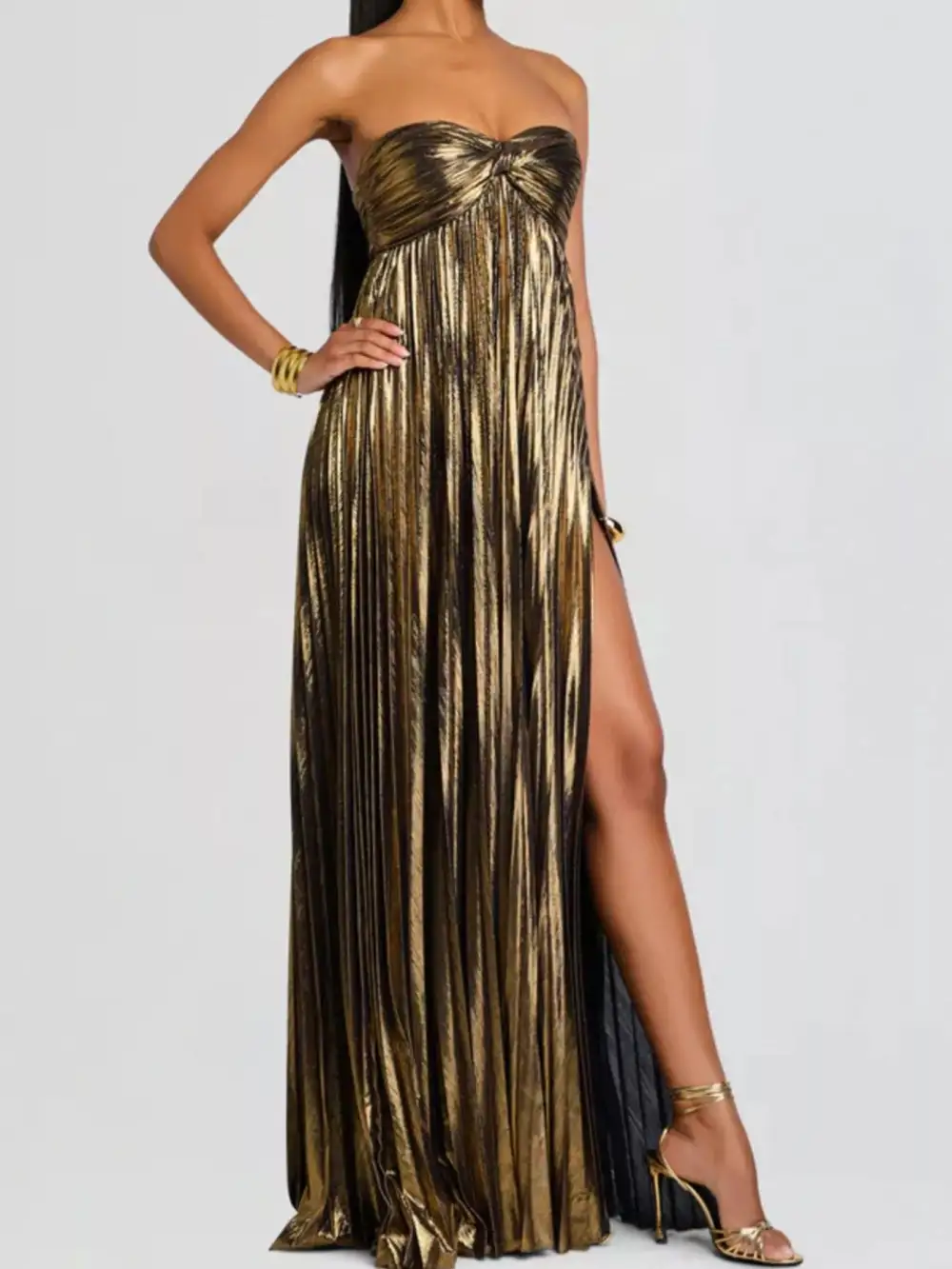 Side Slit Maxi Tie Detail Dress