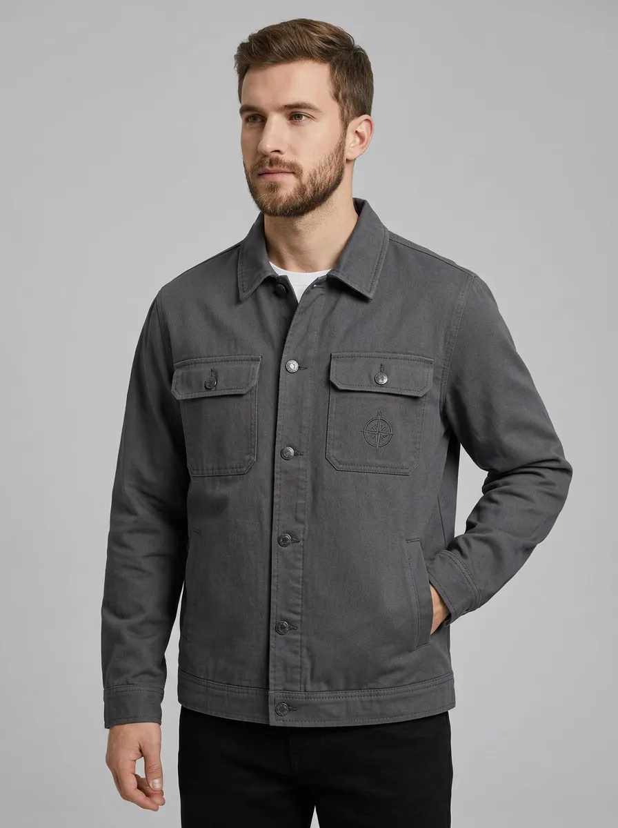 Men's Ridge Adventure Compass Embroidered Printed Jacket