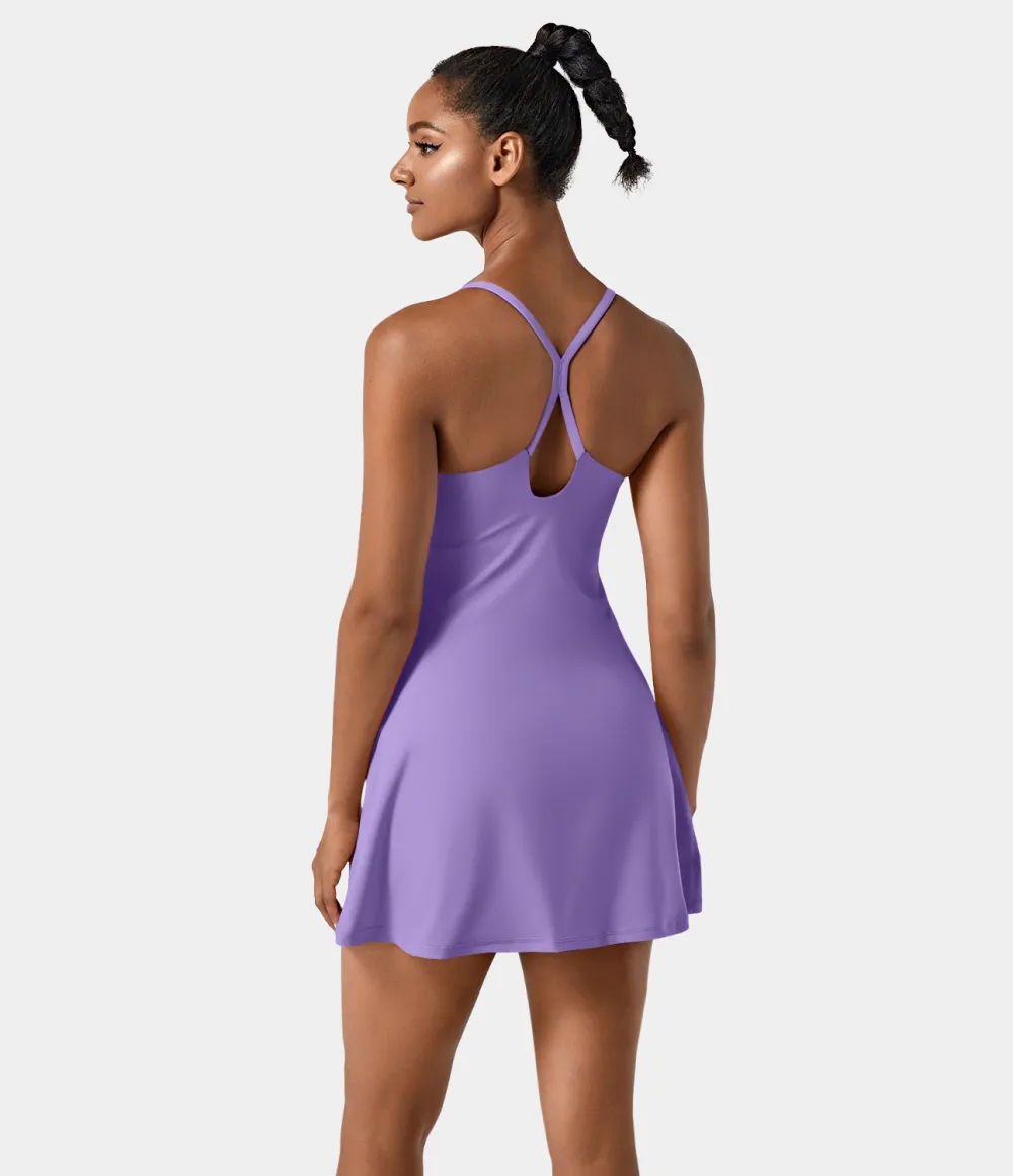 Softlyzero Airy Backless Cut Out 2-in-1 Pocket Cool Touch Mini Activity Dress