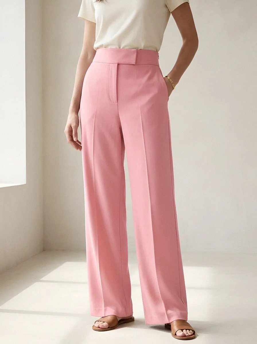 Draped Women's Wide-Leg Trousers