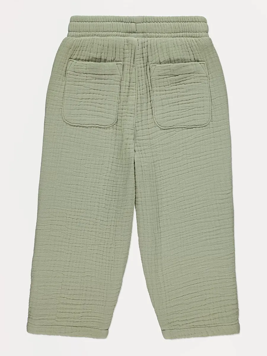 Khaki Cheesecloth Trousers