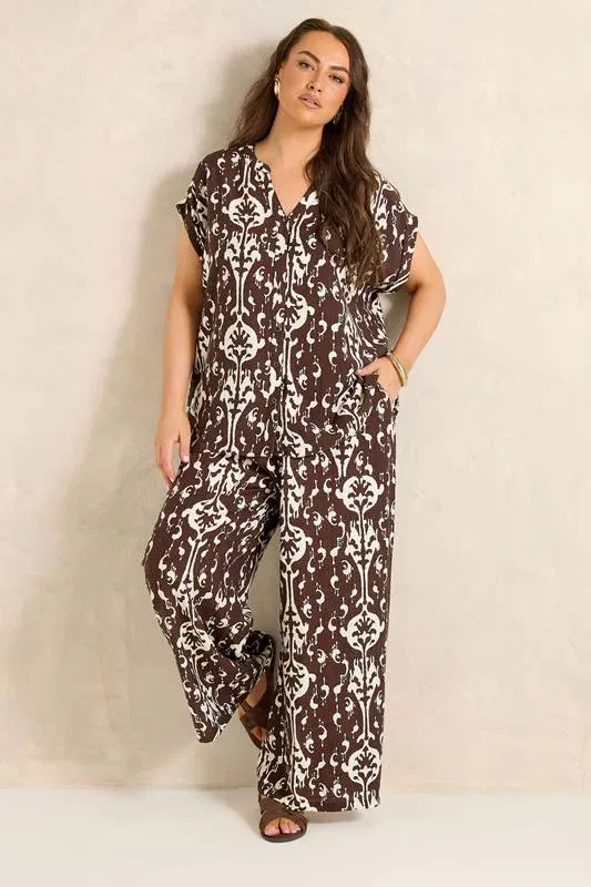 Chocolate Brown Top & Trouser Set