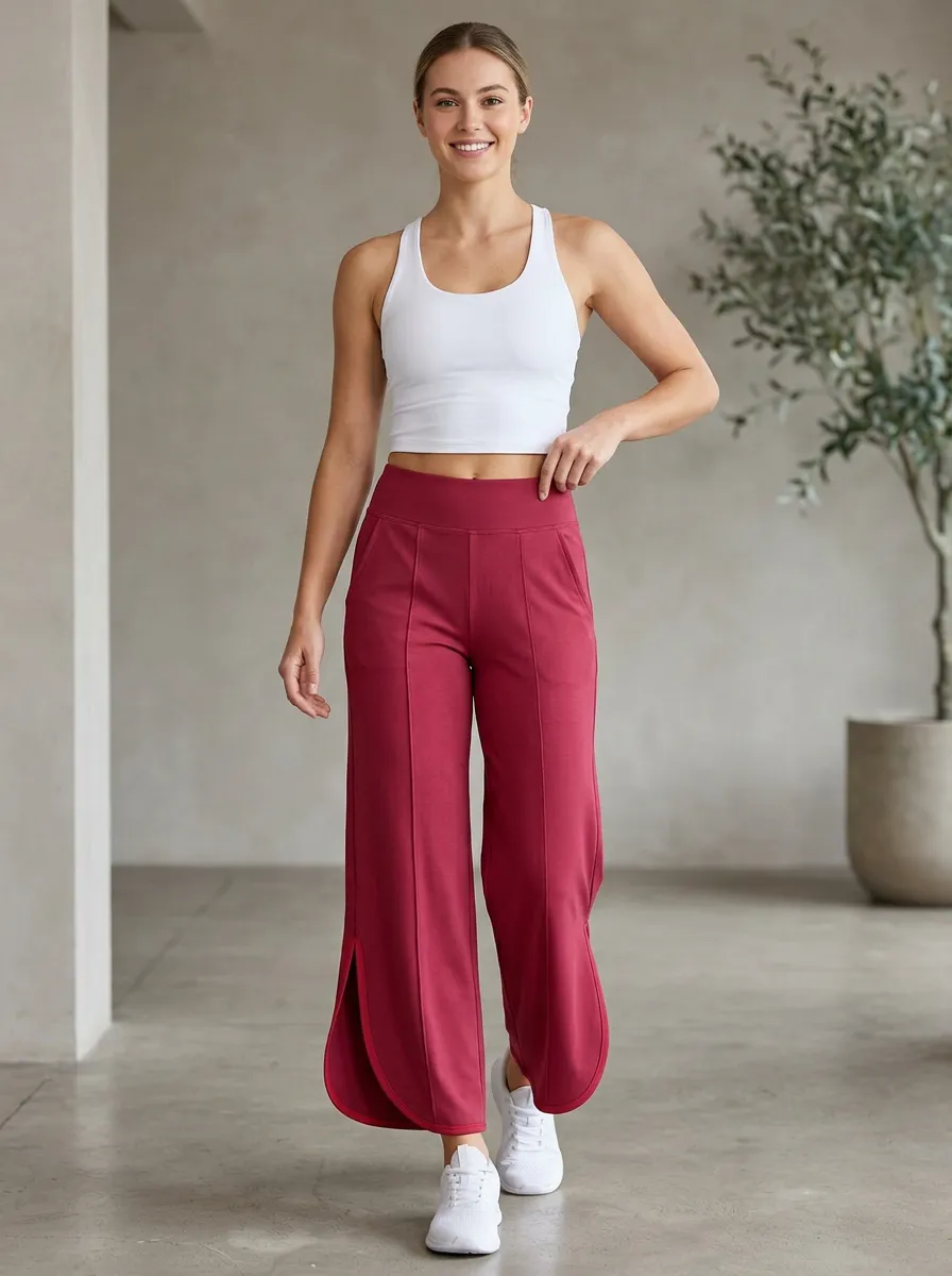 Active Balance Women's Wide Leg Side Slit Active Pants