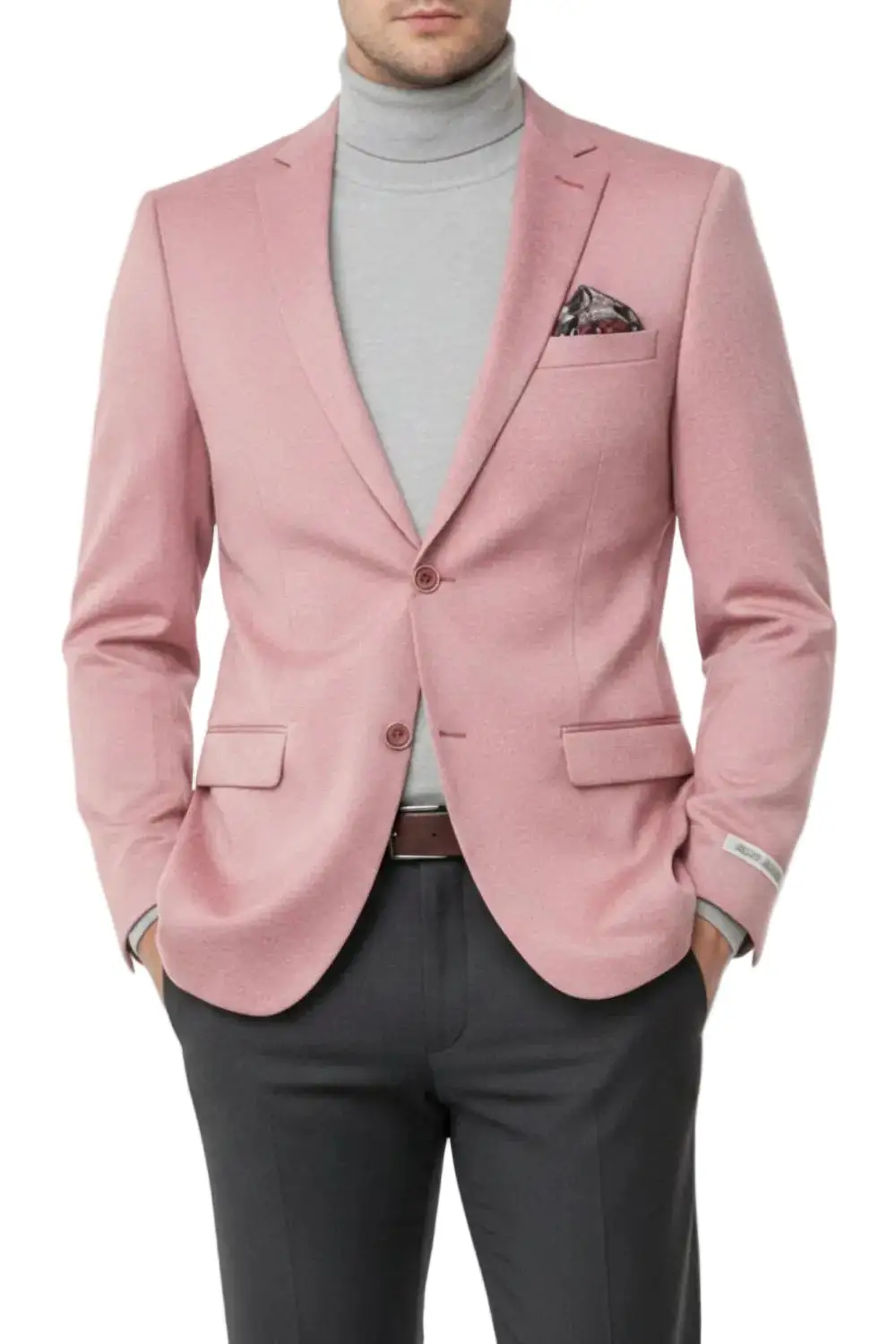 Rose Gold Hybrid Fit Textured Single Breasted Notch Lapel Side Vents Jacket