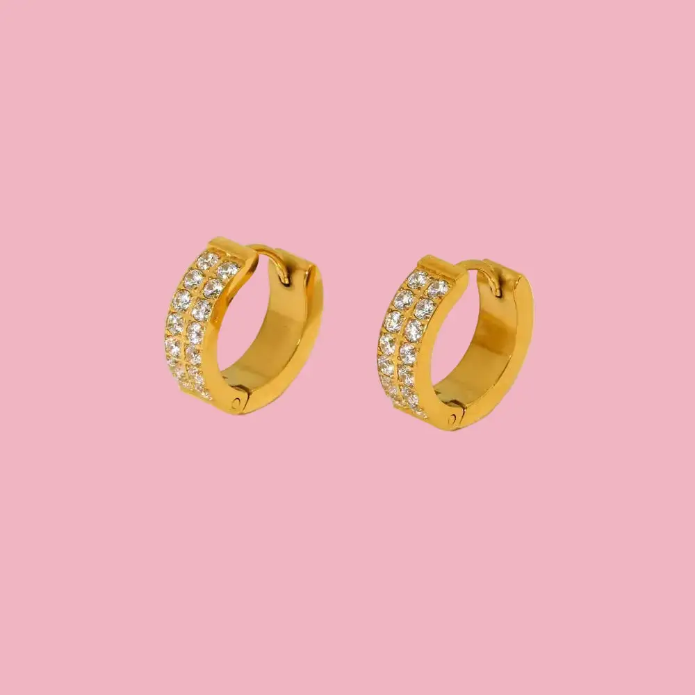 Double Zirconia Hoop Earrings