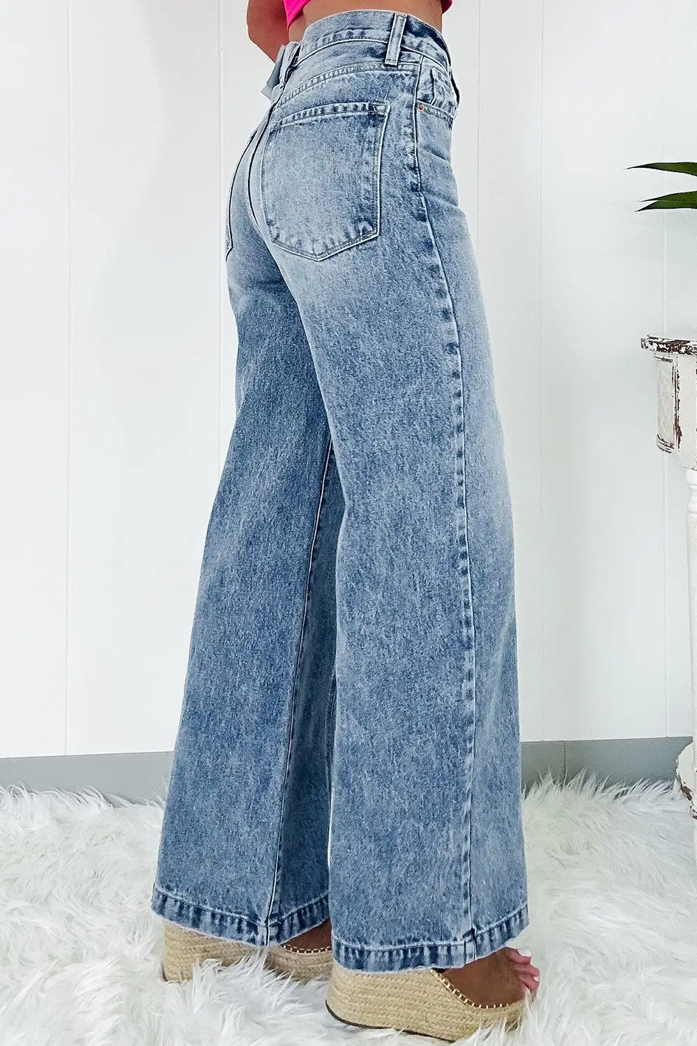 Flap Pocket Pull On Denim Jeans