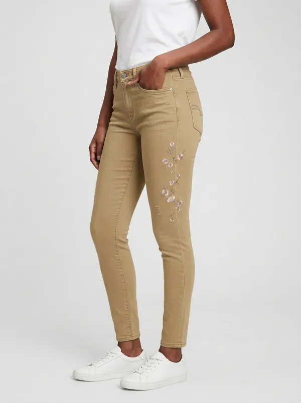 Women's Ridge Floral Embroidered Printed Slim Jeans