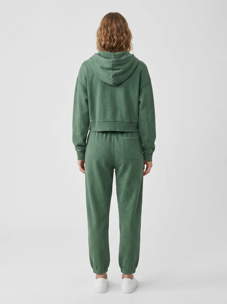 Studio Athleisure-Look Women's Cropped Zip-Up Hoodie Jogger Active Set