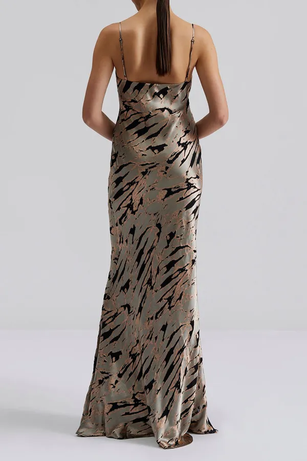 Abstract Print Spaghetti Strap Maxi Dress