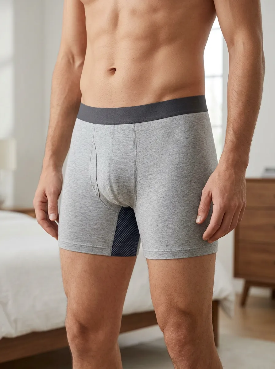 Urban Cotton Contrast-Panel Classic Look Men's Boxer Briefs