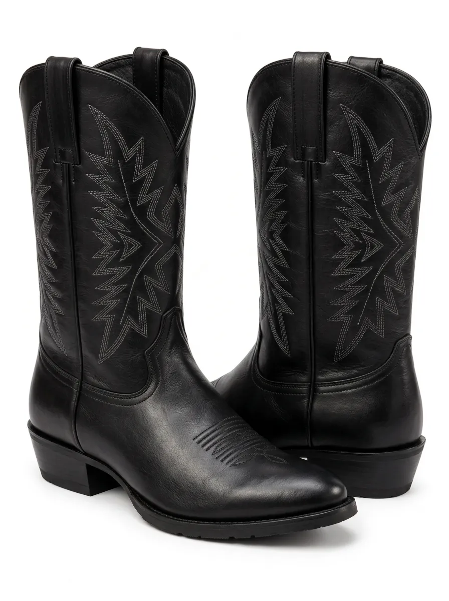 Men's Star Stitch Print Western Cowboy Boots