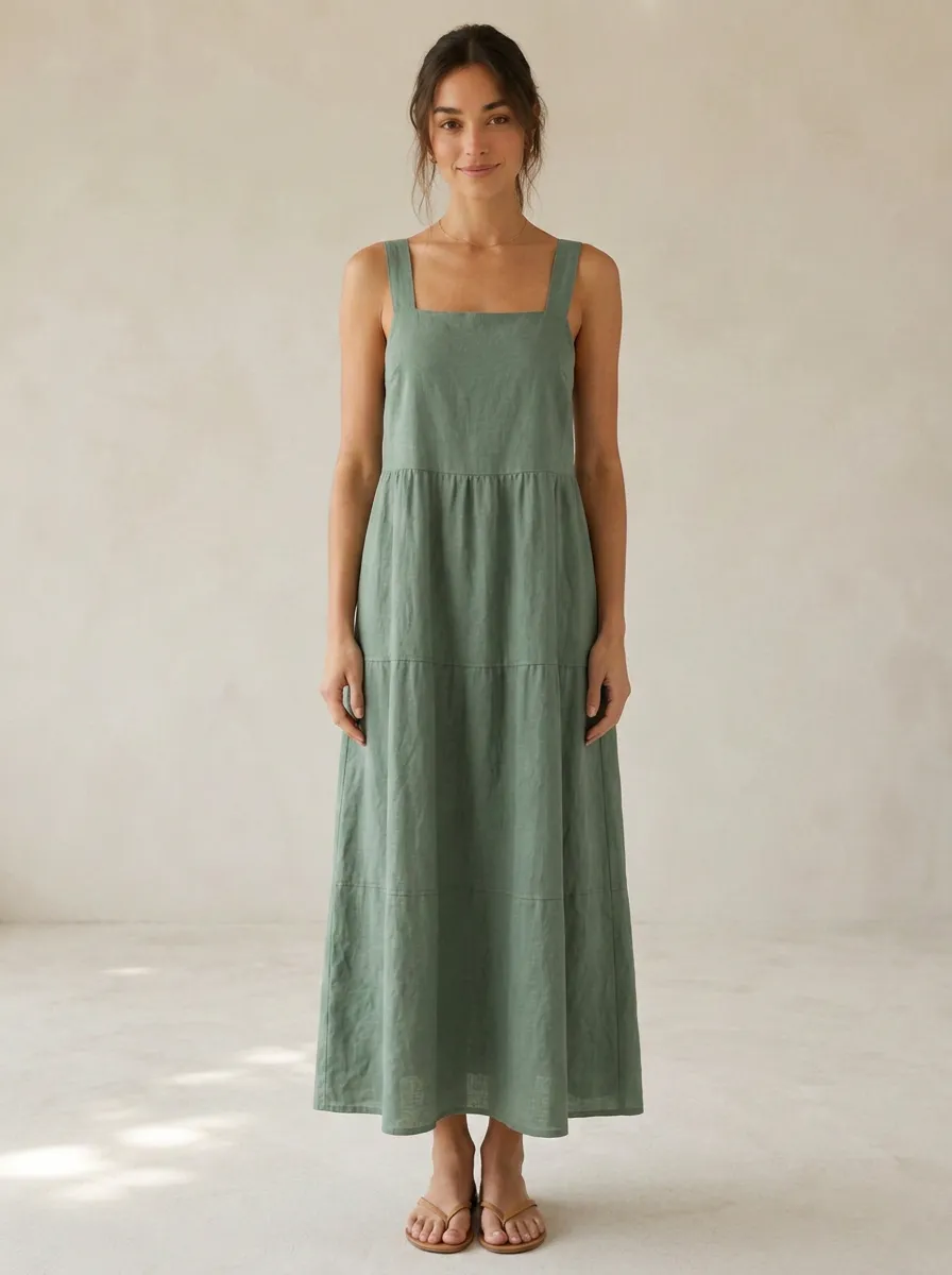 Women's Easy-Wear Casual Linen Maxi Backless Dress