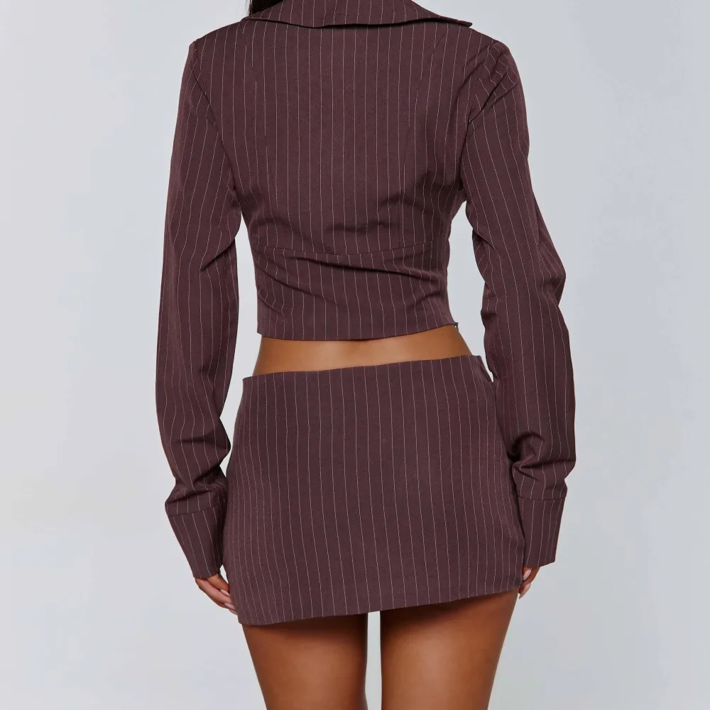 Brown Pinstripe Mini Skirt