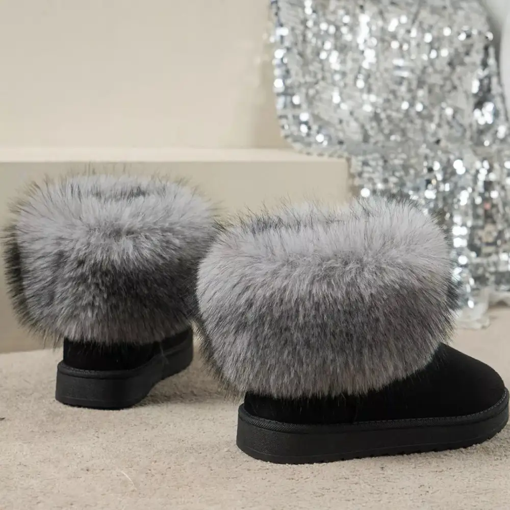 Fuzzy Trim Ankle Boots